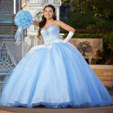 Ball Gown Sweet 16 Dresses Sweetheart Beadings Blue Quinceanera Dresses