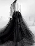 lace black wedding dresses