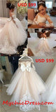 Princess Long Sleeves Lace Flower Girl Dresses with Bowknot