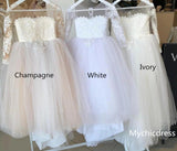 Princess Long Sleeves Lace Flower Girl Dresses with Bowknot