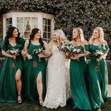 Cheap Mismatched Chiffon Bridesmaid Dresses Green with split