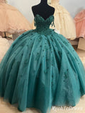 Ball Gown Beaded Green Quinceanera Dress Spaghetti Straps Graduation Dresses