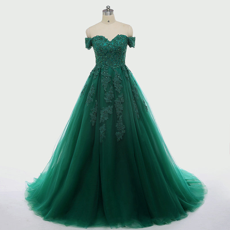 Green ball gown Prom Dresses