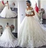 Princess Ball Gown Off Shoulder Sweetheart Lace Wedding Dresses