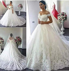 Princess Ball Gown Off Shoulder Sweetheart Lace Wedding Dresses