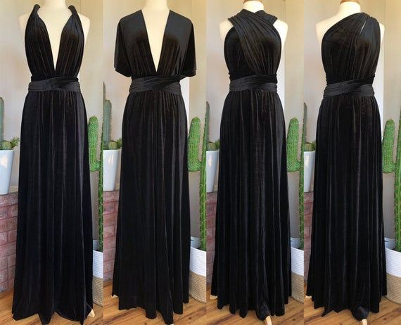 Infinity Black Bridesmaid Dress Velvet