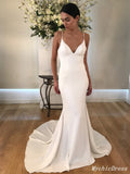 Simple Long Ivory Summer Wedding Dresses UK Mermaid Bridal Gown