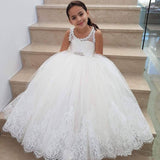 Lace Ivory Flower Girl Dresses Tulle Floor Length Gril Party Dress