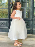 Cheap Lace White Tulle Sleeveless Jewel Flower Girl Dresses