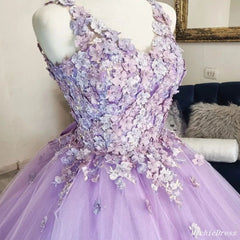 Princess Flowers Lavender Flowers Quinceanera Dresses Ball Gown with Petticoat Free