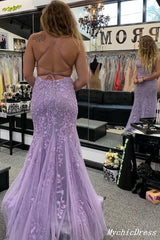 Cheap 2024 Lilac Lace Prom Dresses UK Long Mermaid Eveing Formal Dresses