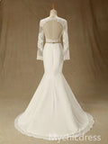 Hot Real Lace Wedding Dresses Long Sleeves Mermaid Gown