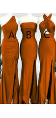Cheap Burnt Orange Bridesmaid Dresses Mermaid Mismatched Wedding Guest Dress