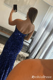 Hot Mermaid Navy Blue Prom Dresses 2024 Strapless Sequins Long Formal Gowns