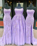 Hot Lace Purple Lace Prom Dresses Sleeveless Long School Dance Dress
