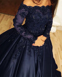 Long Sleeves Ball Gowns Burgundy Wedding Dresses Lace Quinceanera Dresses