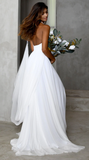 Simple Long Chiffon White Prom Dresses Maxi Dresses