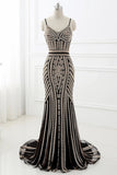 Gorgeous Mermaid Long Prom Dresses Spaghetti Straps Evening Gown