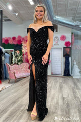 Sparkly Sequin Black Prom Dresses 2024 Mermaid Long Evening Dress