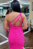 Sequins Prom Dresses 2023 One Shoulder Long Evening Dresses with Split