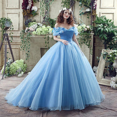Princess Ball Gown Blue Quinceanera Dresses Tulle Sweet 16 Dresses