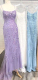 Custom Made Spaghetti Straps Long Lace Mermaid Prom Evening Dresses