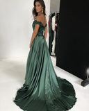 Sheath Off the Shoulder Lace Prom Dresses Long Evening Gowns