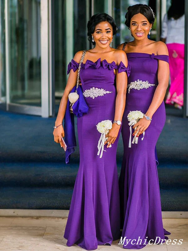 Multiway Purple Bridesmaid Dresses Mermaid African Cheap Long Wedding ...