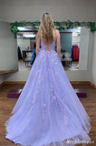 Long Strapless Lace Prom Dresses Purple Floor Length Evening Dress