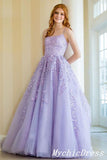 Lace 2024 Purple Prom Dresses Spaghetti Straps Long Party Dresses
