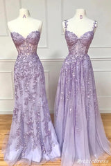 Hot 2024 Violet Purple Lace Long Prom Dresses Cheap UK Evening Dress