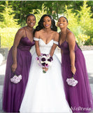 Long V Neck Cheap Bridesmaid Dresses South African Purple Wedding Guest Dress