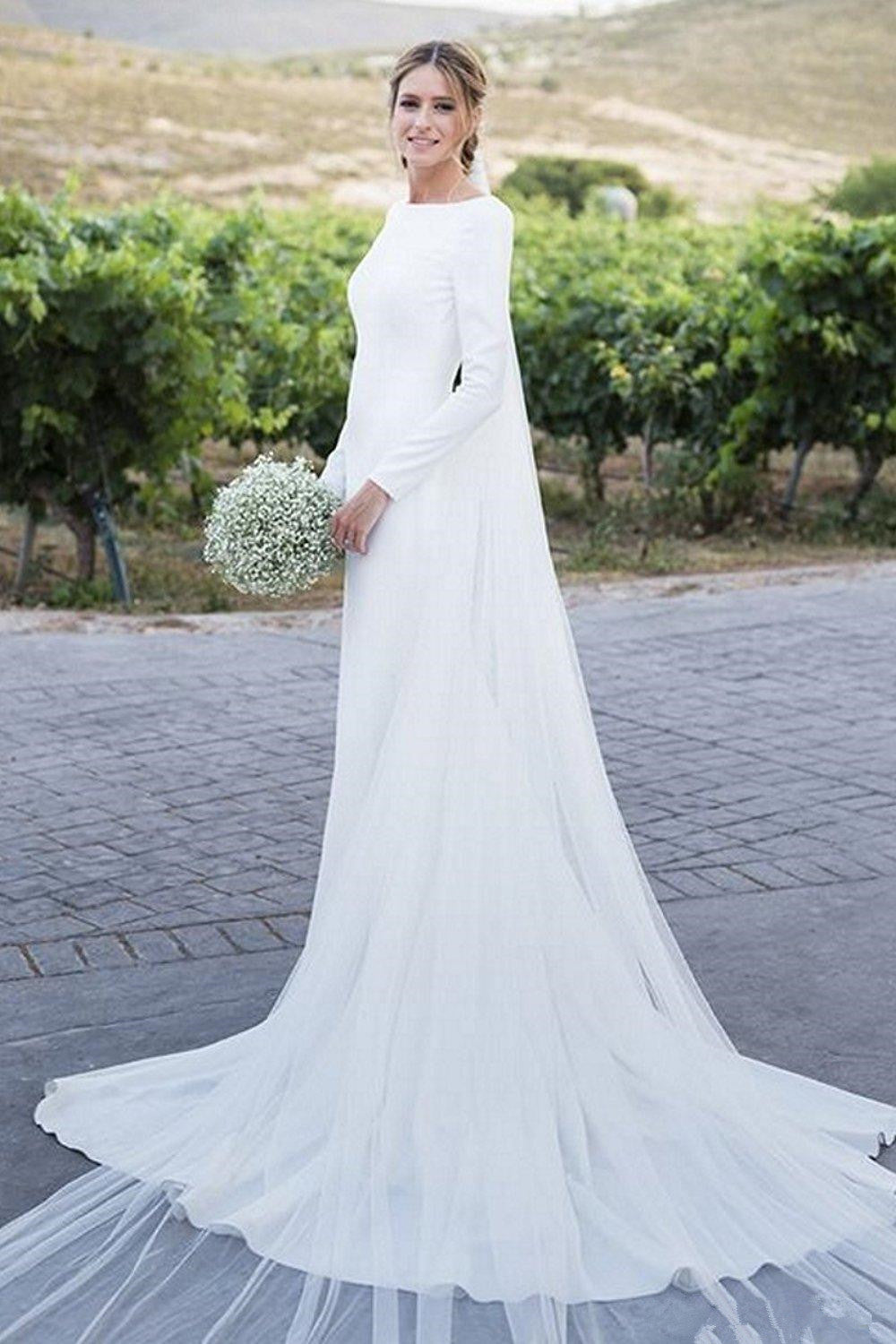 White Satin A-line Off Shoulder Wedding Dresses SW511 | Simidress