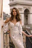 Gorgeous Bohemian Ivory Wedding Dresses Lace Sheath Beach Bridal Gowns