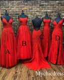 Hot Red Lace Evening Dresses Long Sleeveless Prom Dress UK