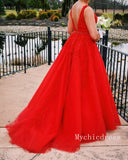 Hot Red Lace Prom Dresses Beading Belt A Line Tulle Evening Dress