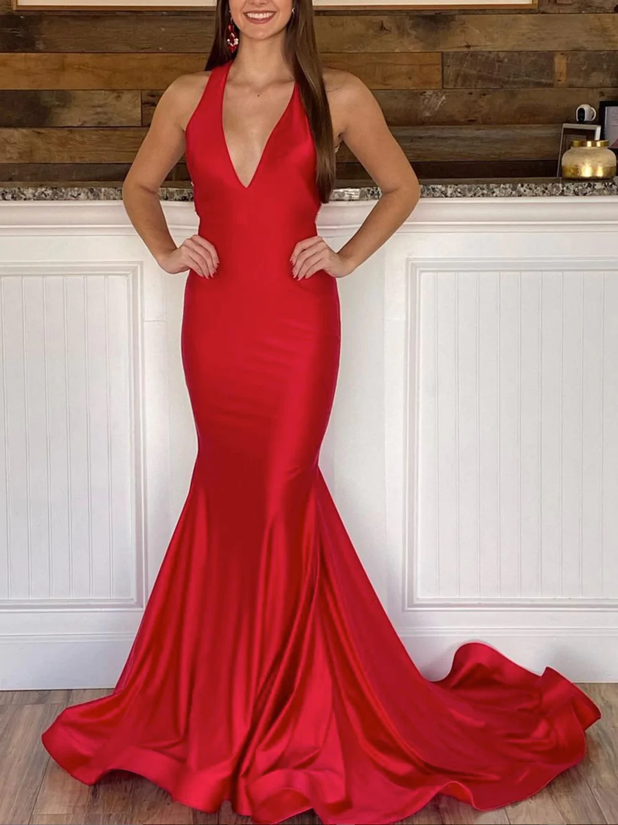 2024 Long Satin Red Evening Dresses