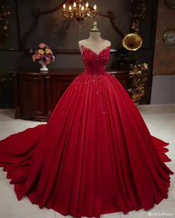 2024 Hot Red Sequins Quince Dresses Sleeveless Stretch Satin Sweet 16 Dress