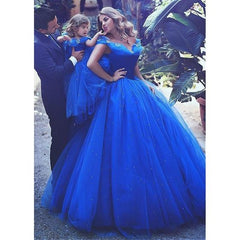 Pretty Ball Gown Royal Blue Flower Girl Dresses Off The Shoulder Dress