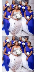 Sexy One Shoulder Blue Bridesmaid Dresses One Shoulder Wedding Guest Dress