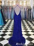 Royal Blue Prom Dresses Mermaid Long Sequin Evening Dresses 2024