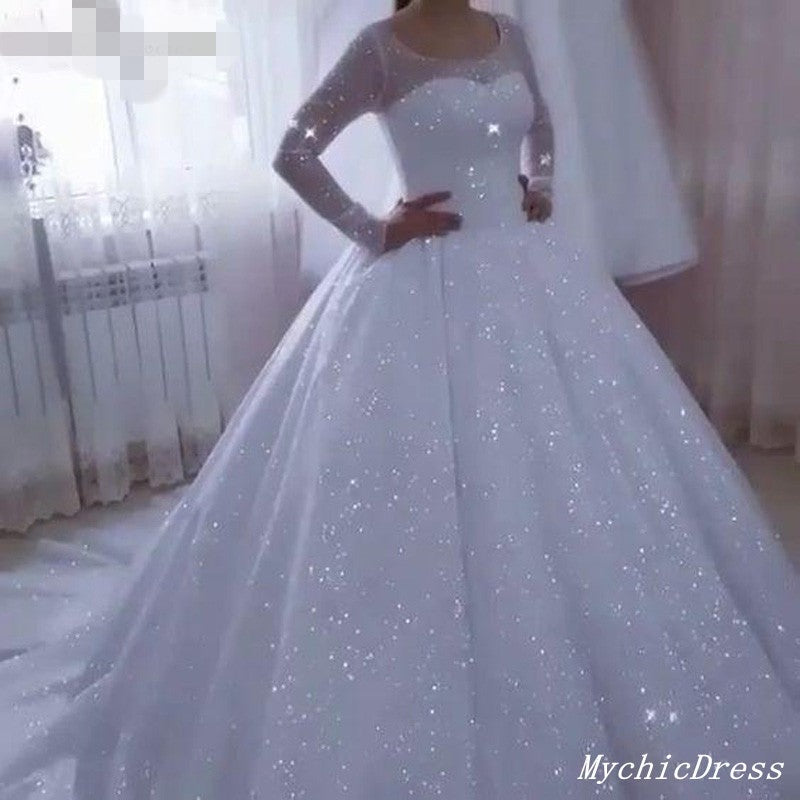 Silver Glitter Plunging V Neck Tassel Sleeve Prom Dress - Xdressy