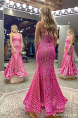 One Shoulder Sequin Prom Dresses 2024 Long Mermaid Evening Gown