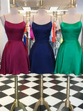 Simple Short Homecoming Dresses Satin Square Party Dress with Pockets