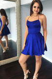 Simple Short Homecoming Dresses Satin Square Party Dress with Pockets