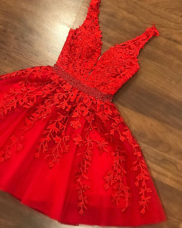 Red Lace Cheap Party Dress