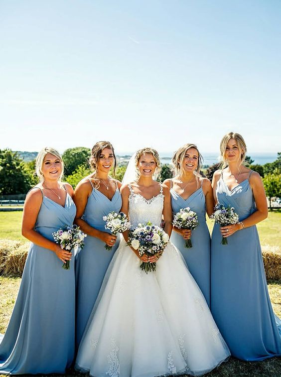 Chiffon Navy Blue Bridesmaid Dresses