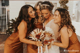 Simple Long Discount Rust Bridesmaid Dresses Sheath Wedding Guest Dress