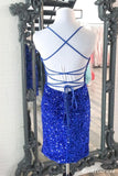 Cheap Short Sequin Homecoming Dresses Tight Spaghetti Straps Hoco Dress