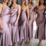 Cheap Tea Length Dusty Purple Bridesmaid Dresses Online